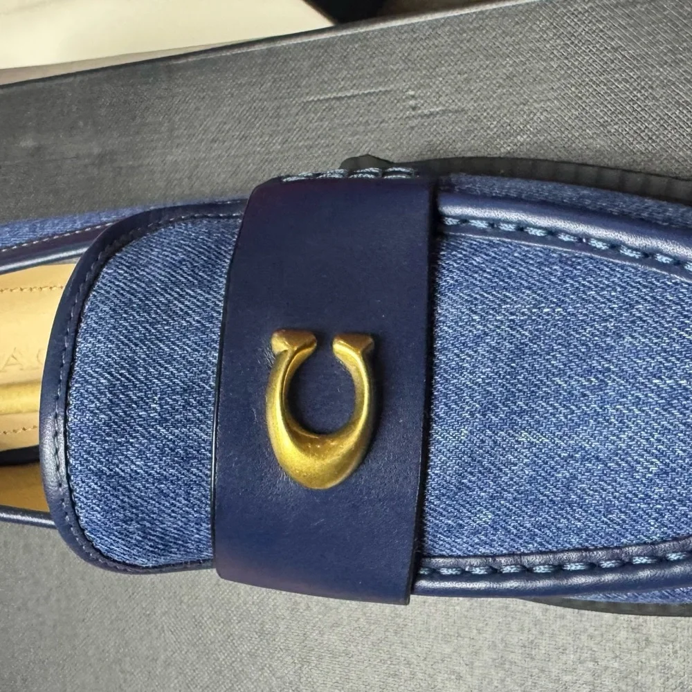 Coach Denim Blue Loafers with Gold Detail - Picture 4 of 4